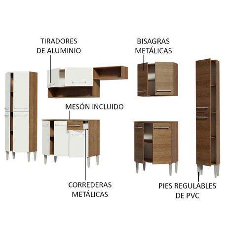 Cocina Integral 325cm Emilly Marrón/Blanco Joy Madesa 01