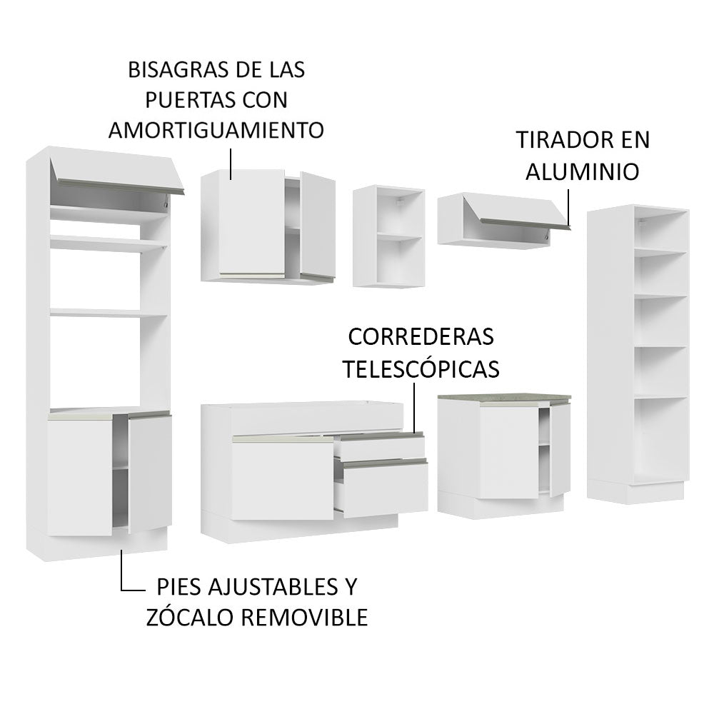 Cocina Integral 330cm Blanco Glamy Madesa 03