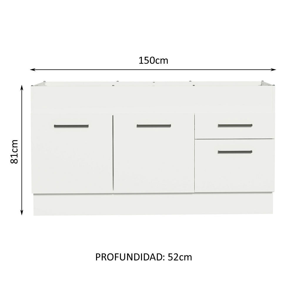 Mueble Inferior de Cocina Madesa Agata 150cm Blanco