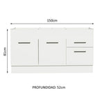 Mueble Inferior de Cocina Madesa Agata 150cm Blanco