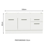 Mueble Inferior de Cocina Madesa Agata 150cm Blanco