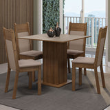 Juego de Comedor Mesa Tablero de Madera 4 Sillas Marrón/Crema/Sintético Beige Claire Madesa