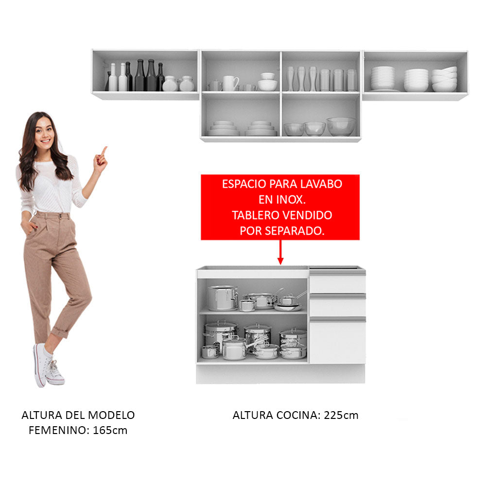 Cocina Integral 280cm Blanco Glamy Madesa 01