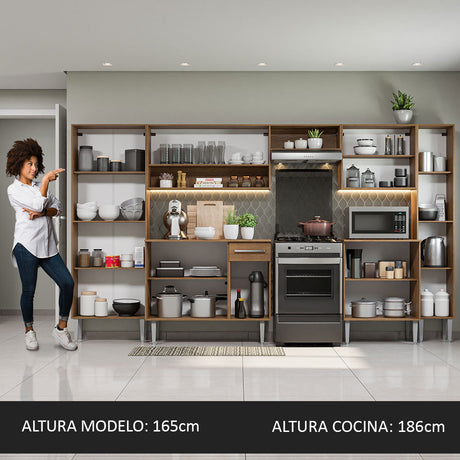 Cocina Integral 325cm Emilly Marrón/Blanco Joy Madesa 01