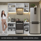 Cocina Compacta 160cm Blanco/Marrón Glamy Madesa 07