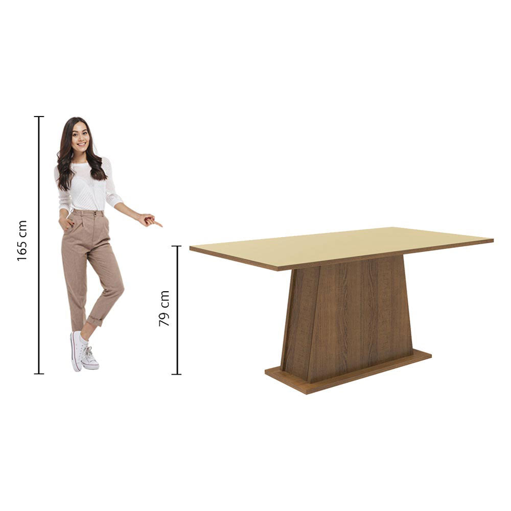 Mesa de Comedor Madesa Rectangular Tapa de Madera 5364 - Marrón/Crema