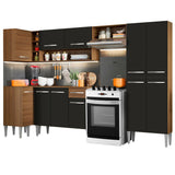 Cocina Integral Esquinera 353cm Marrón/Negro Emilly Sun 01