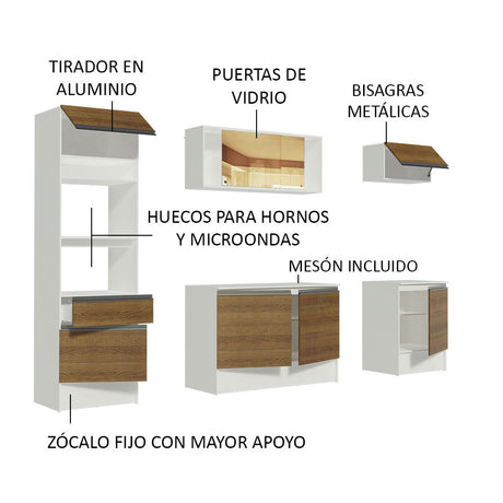 Mueble de Cocina Integral 240cm Diamante Madesa B/M