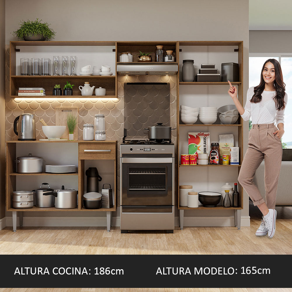 Cocina Integral 229cm Marrón/Negro Emilly Pop 02