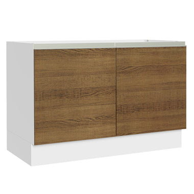 Gabinete Bajo 120 cm 2 Puertas Sin Encimera Blanco/Marrón Glamy Madesa