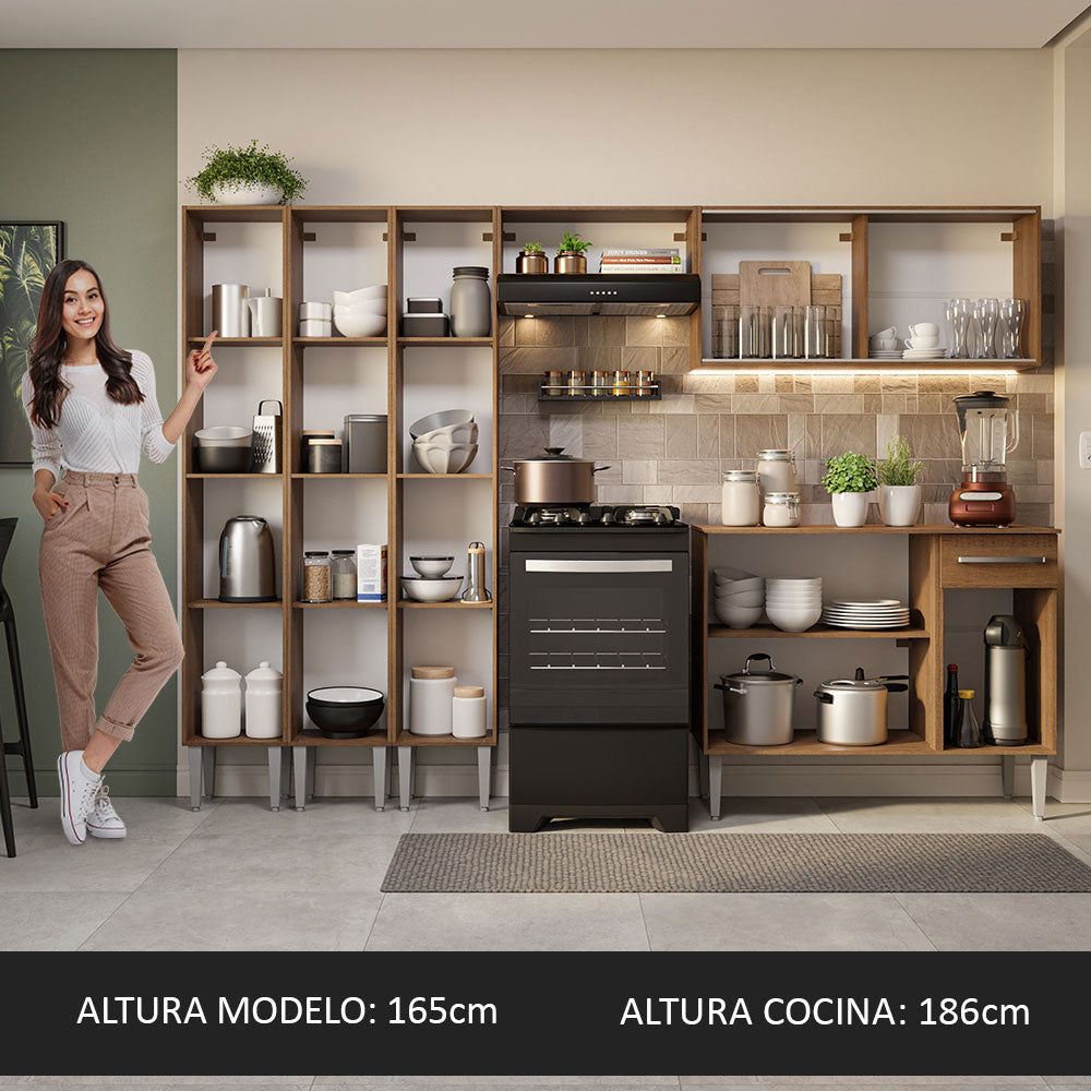 Cocina Integral 261cm Marrón Emilly Madesa 05