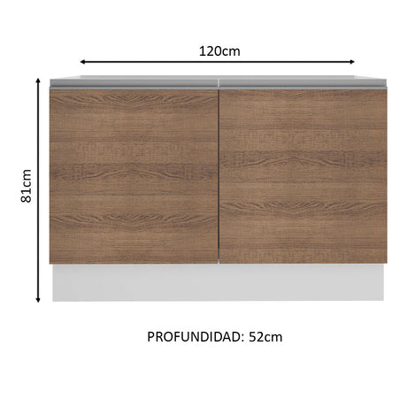 Mueble de Cocina para Fregadero Madesa Glamy 120 cm 2 Puertas (Sin Tablero ni Fregadero) Blanco/Marrón