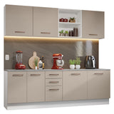 Cocina Integral 240 cm x 60 cm Blanco/Crema Agata 02