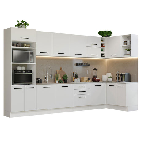 Cocina Integral Esquinera 499cm Blanco Agata Madesa 01