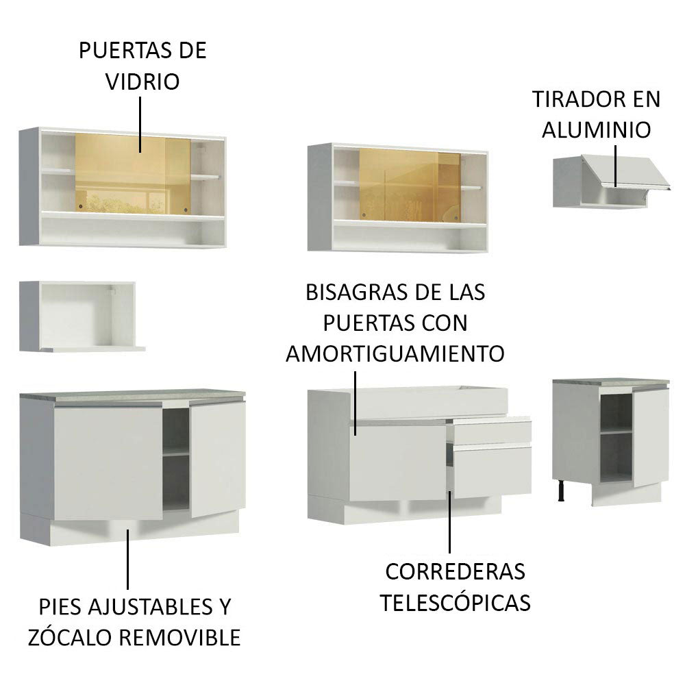 Cocina Integral 300cm Blanco Glamy Madesa 01