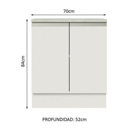 Mueble de Cocina  Madesa Glamy 70 cm 2 Puertas Blanco