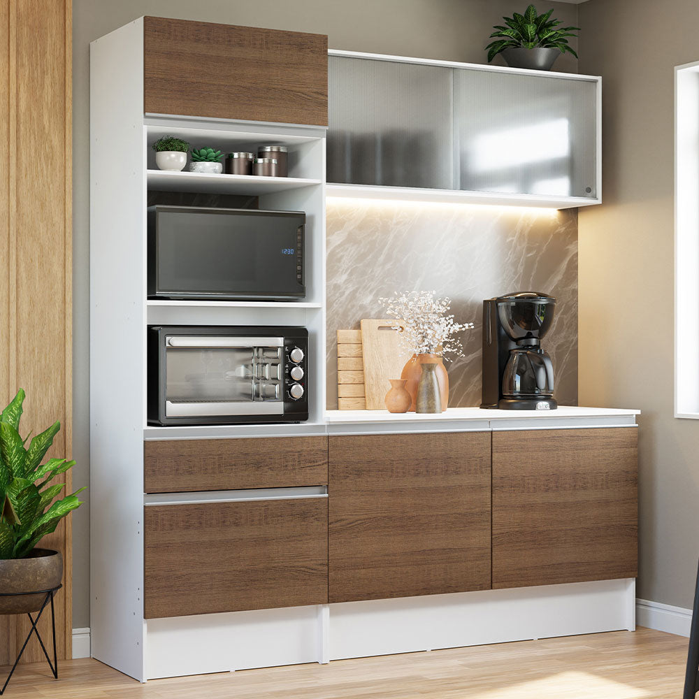 Mueble de Cocina Compacto 180cm Blanco/Marrón Topazio Madesa 86