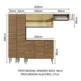 Cocina Integral 229cm Marrón Emilly Madesa 09