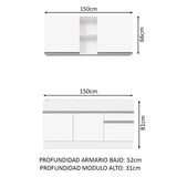 Cocina Compacta 150cm Blanco Glamy Madesa 02