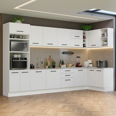 Cocina Integral Esquinera 499cm Blanco Agata Madesa 01