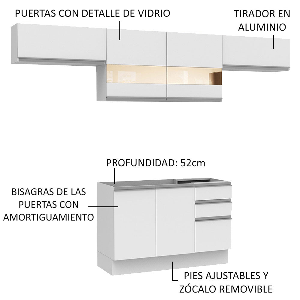 Cocina Integral 280cm Blanco Glamy Madesa 01