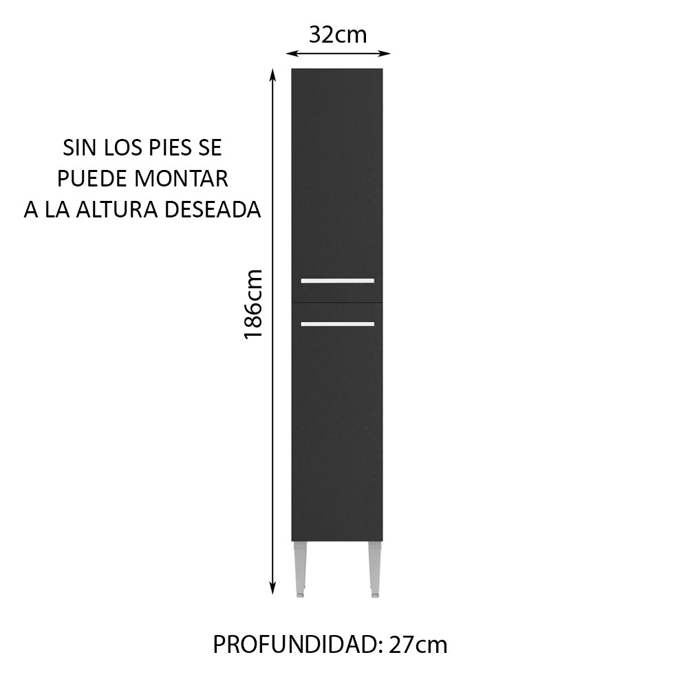 Mueble Despensa Madesa Emilly 2 Puertas - Marrón/Negro