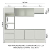 Mueble de Cocina Integral 240cm Blanco Topazio Madesa