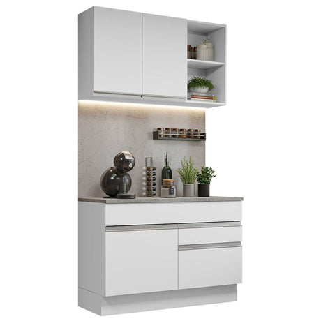 Cocina Compacta 120cm Blanco Glamy Madesa 08