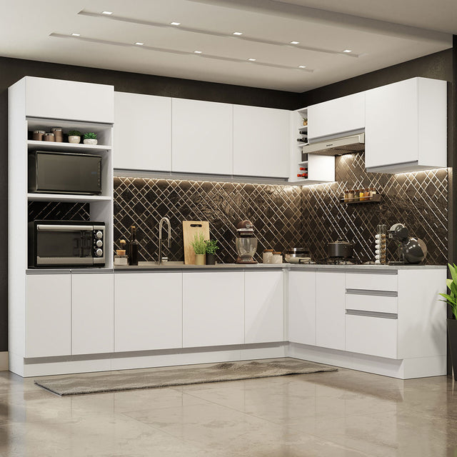 Cocina Integral Esquinera 479cm Blanco Glamy Madesa 01