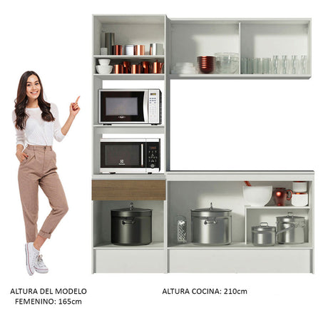 Mueble de Cocina Compacto 180cm Blanco/Marrón Topazio Madesa 86