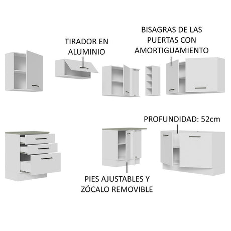 Cocina Integral Esquinera 399cm Blanco Agata Madesa 02