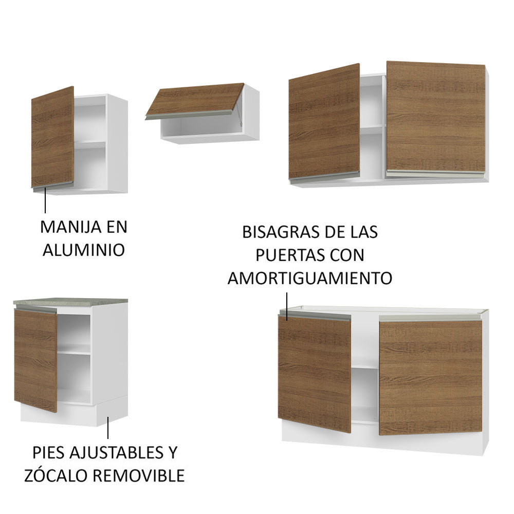 Cocina Integral 240cm Blanco/Marrón Glamy Madesa 09