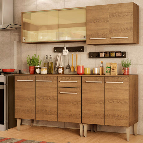 Cocina Compacta 169cm Marrón Emilly Drive Madesa 04