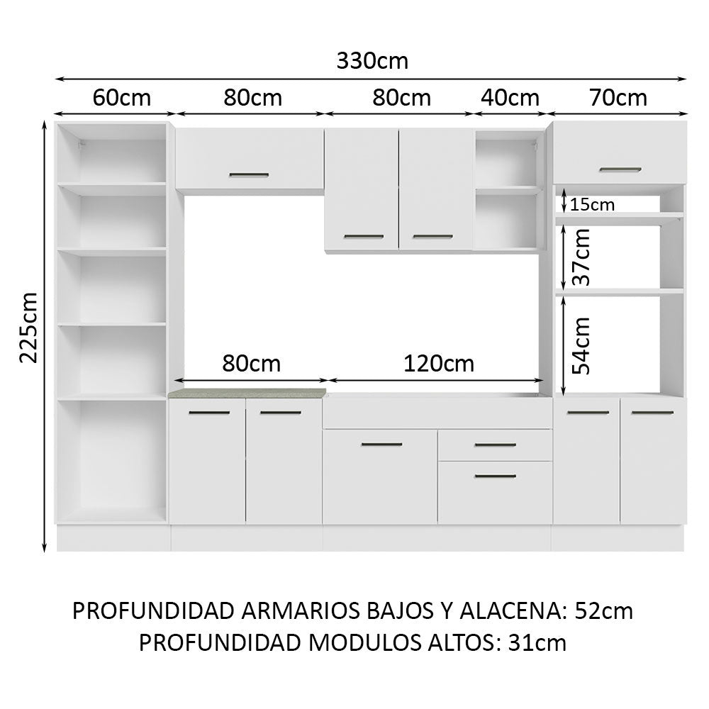 Cocina Integral 330cm Blanco Agata 02