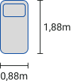 Cama individual, 0,88 m x 1,88 m